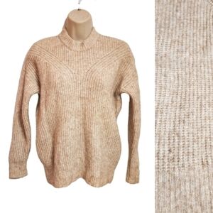 Madewell Belfiore Ribbed Wool Blend Tan Oversized Sweater XX Small